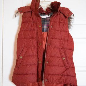 Burnt Orange Zip Up Vest with Hood